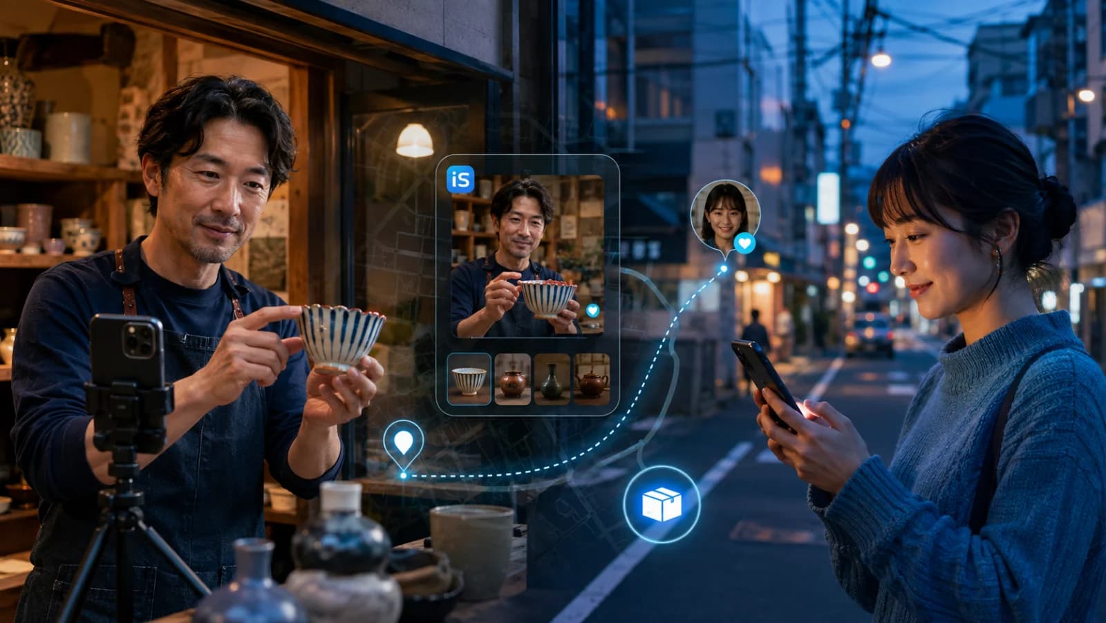 東京のお店が商品動画を発信し、近くの買い手がiSocializeで見つける地域型ソーシャルコマース