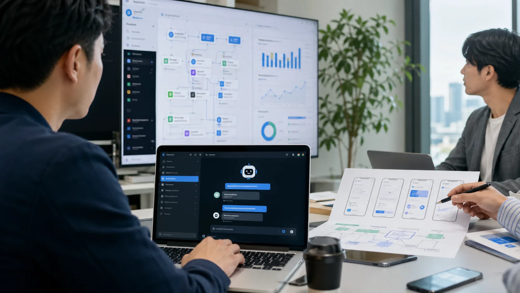 AI assistant and automation workflow development screens