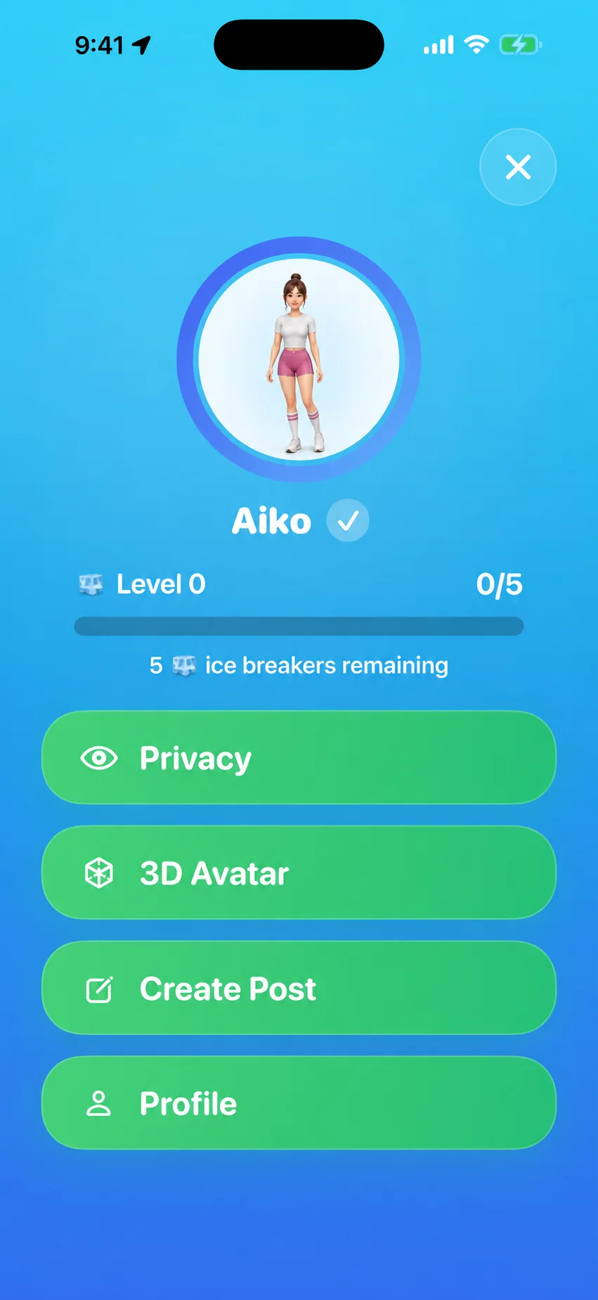 Aikoという架空の成人日本人女性を表示したiS GatherプロフィールUIイメージ