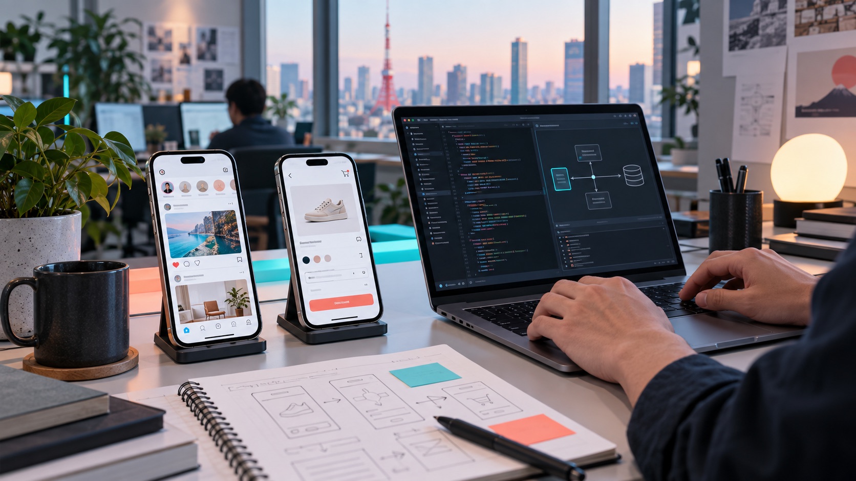 iSocialize モバイルアプリ: ソーシャルネットワークAPIのシームレスな統合の事例を表現したイメージ